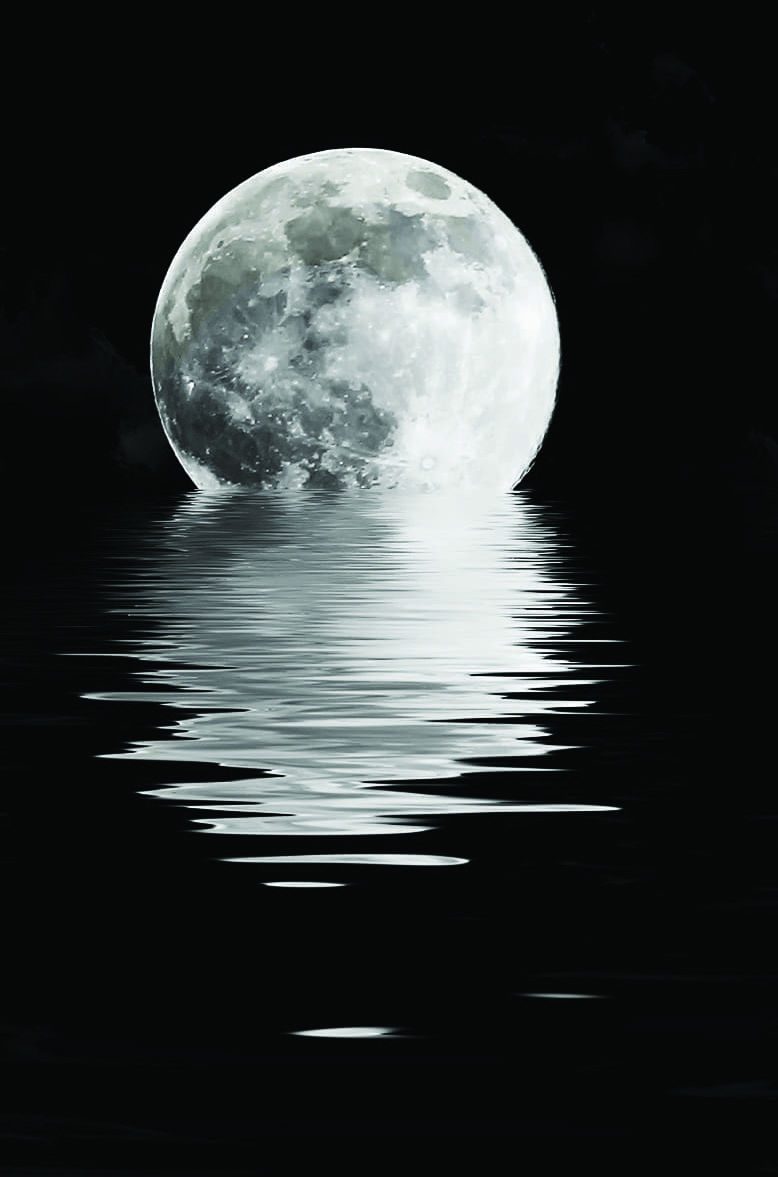 Dark Full Moon In Cloud With Water Reflection Creation 101